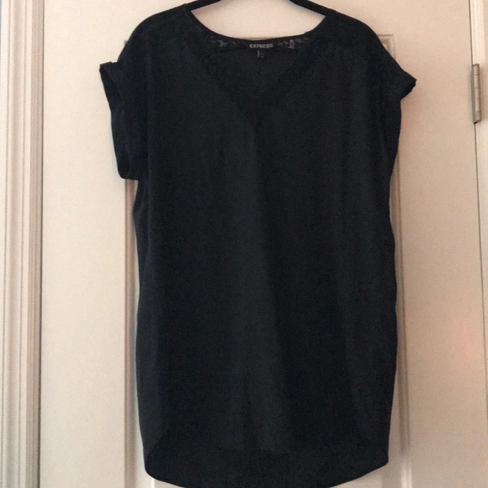 Express Black Top with Sheer Detail